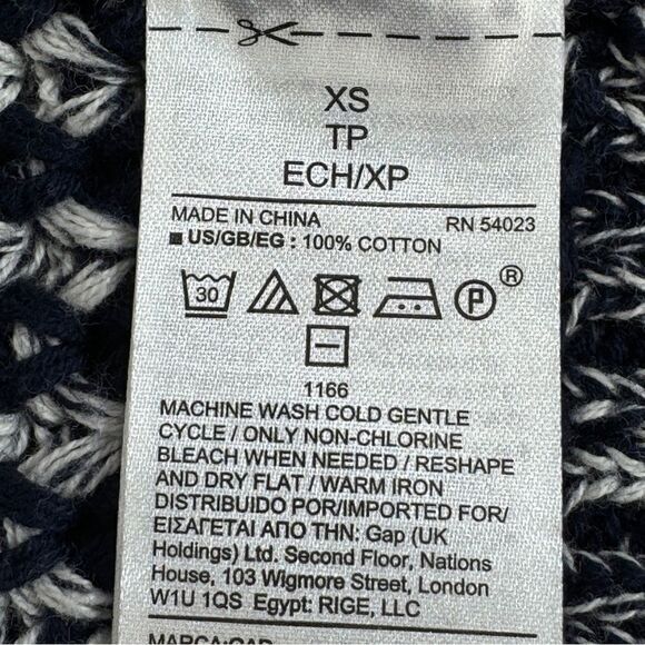 Gap Ribbed Toggle Front Long Cardigan Sweater Blue White XS Fisherman Nautical - Picture 14 of 16